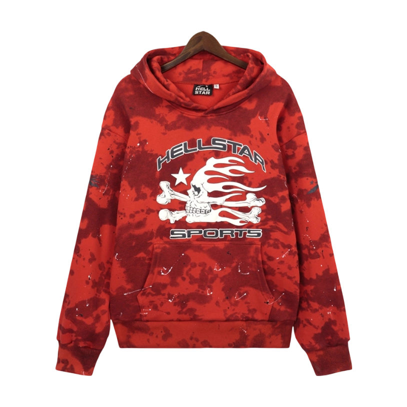 Hellstar Sports Tie-Dye Skull Hoodie Red OKZY2026795
