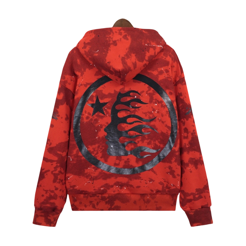 Hellstar Sports Tie-Dye Skull Hoodie Red OKZY2026795