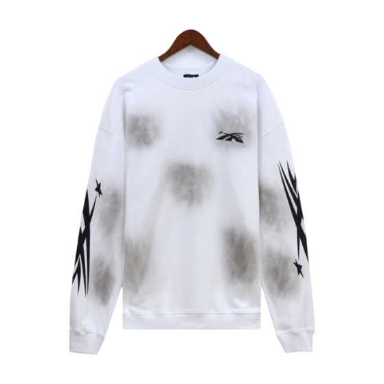 Hellstar Smoke Wash White Crewneck Long Sleeve Tee OKZY2026802