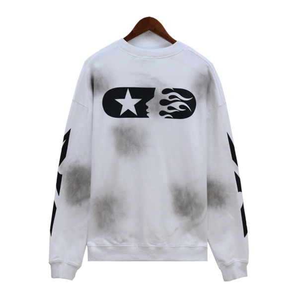 Hellstar Smoke Wash White Crewneck Long Sleeve Tee OKZY2026802