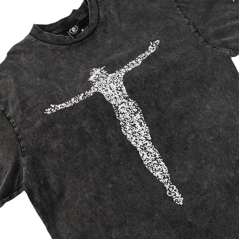 Hellstar Pink Star Cross Vintage Black Long Sleeve Tee OKZY2026804