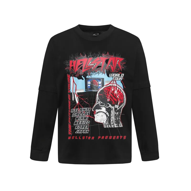 Hellstar World Tour Brain Black Long Sleeve Tee OKZY2026805