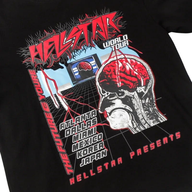 Hellstar World Tour Brain Black Long Sleeve Tee OKZY2026805