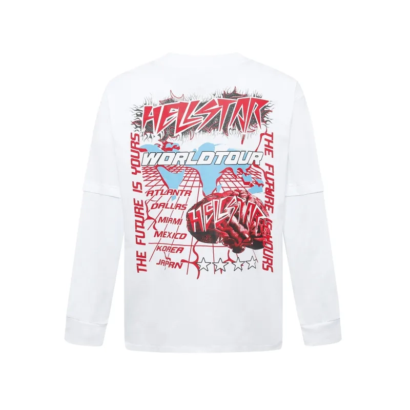 Hellstar World Tour Brain White Long Sleeve Tee OKZY2026806