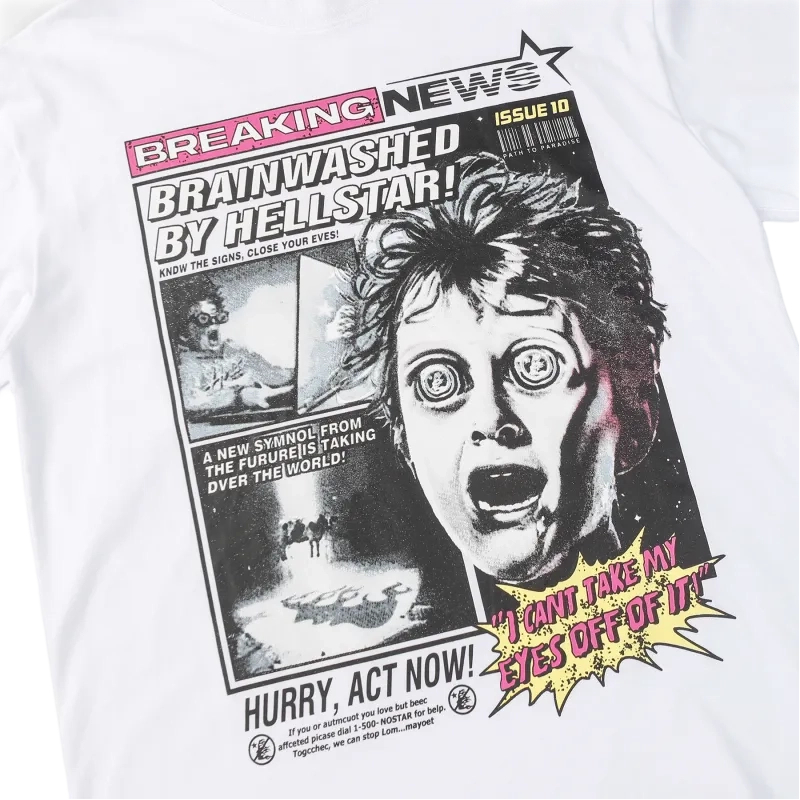 Hellstar Breaking News White Long Sleeve Tee OKZY2026811