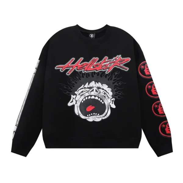 Hellstar Screaming Face Black Crewneck Sweatshirt OKZY2026815