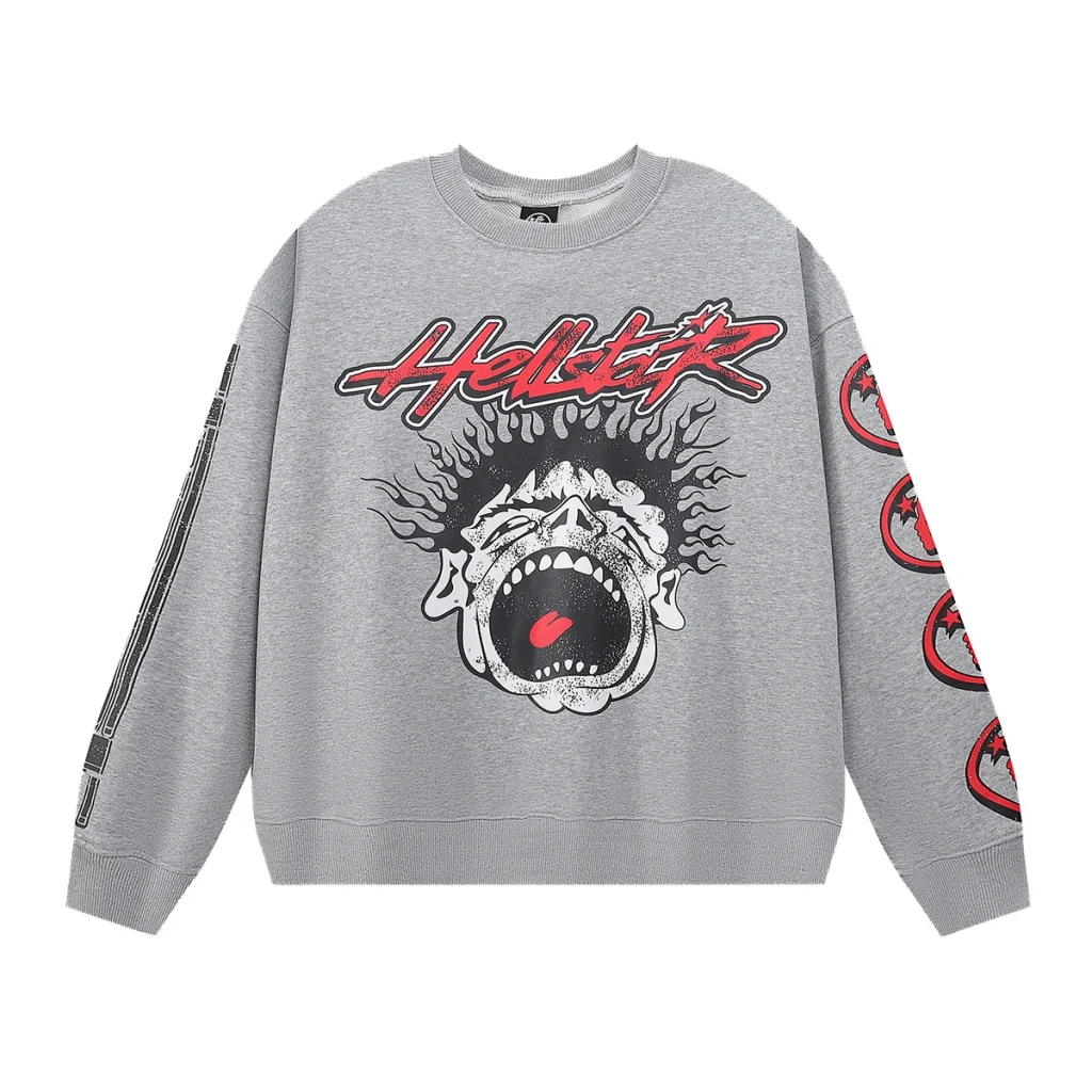 Hellstar Screaming Face Grey Crewneck Sweatshirt OKZY2026816