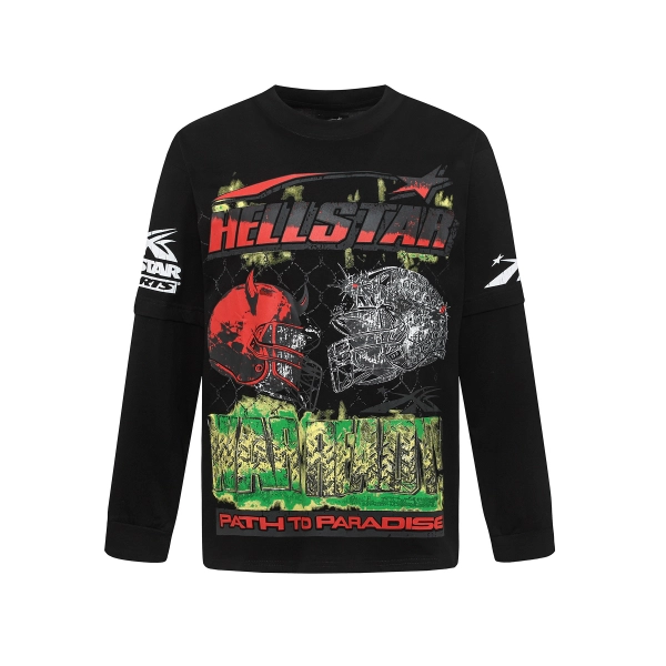 Hellstar Helmet Football Black Long Sleeve Tee OKZY2026817