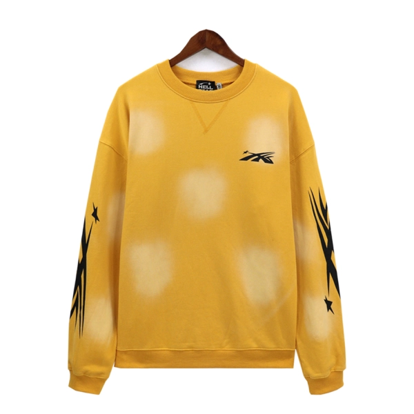 Hellstar Spray Fade Yellow Crewneck Sweatshirt OKZY2026821