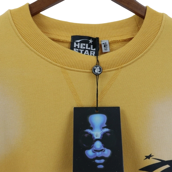 Hellstar Spray Fade Yellow Crewneck Sweatshirt OKZY2026821
