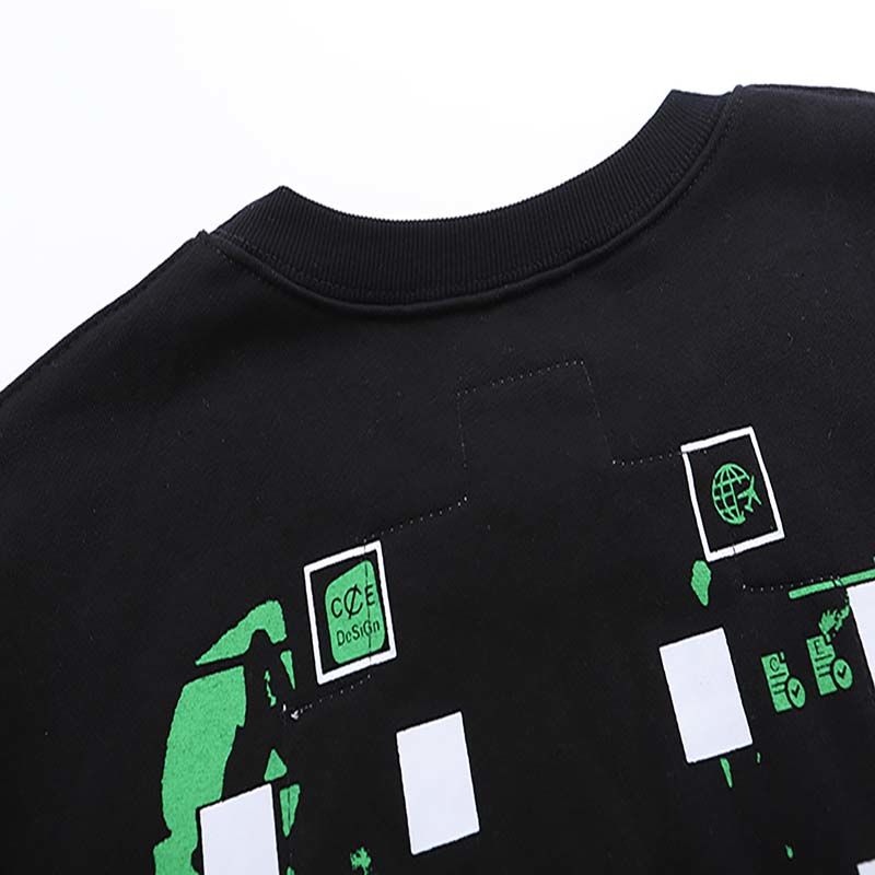 Cav Empt Green Block Print Black Sweatshirt OKZY2026837