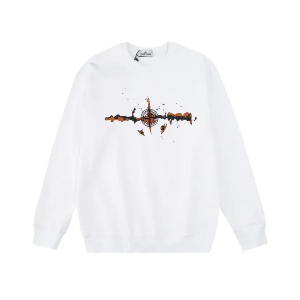 Stone Island Ink Splash Compass White Sweatshirt OKZY2026844