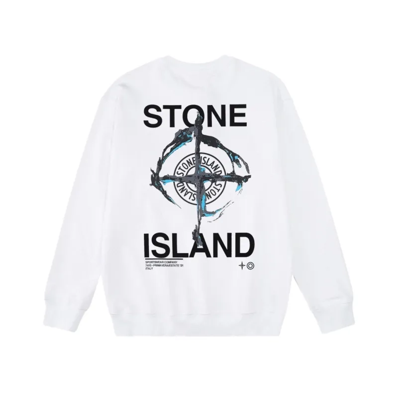 Stone Island Paint Stroke Compass White Sweatshirt OKZY2026848
