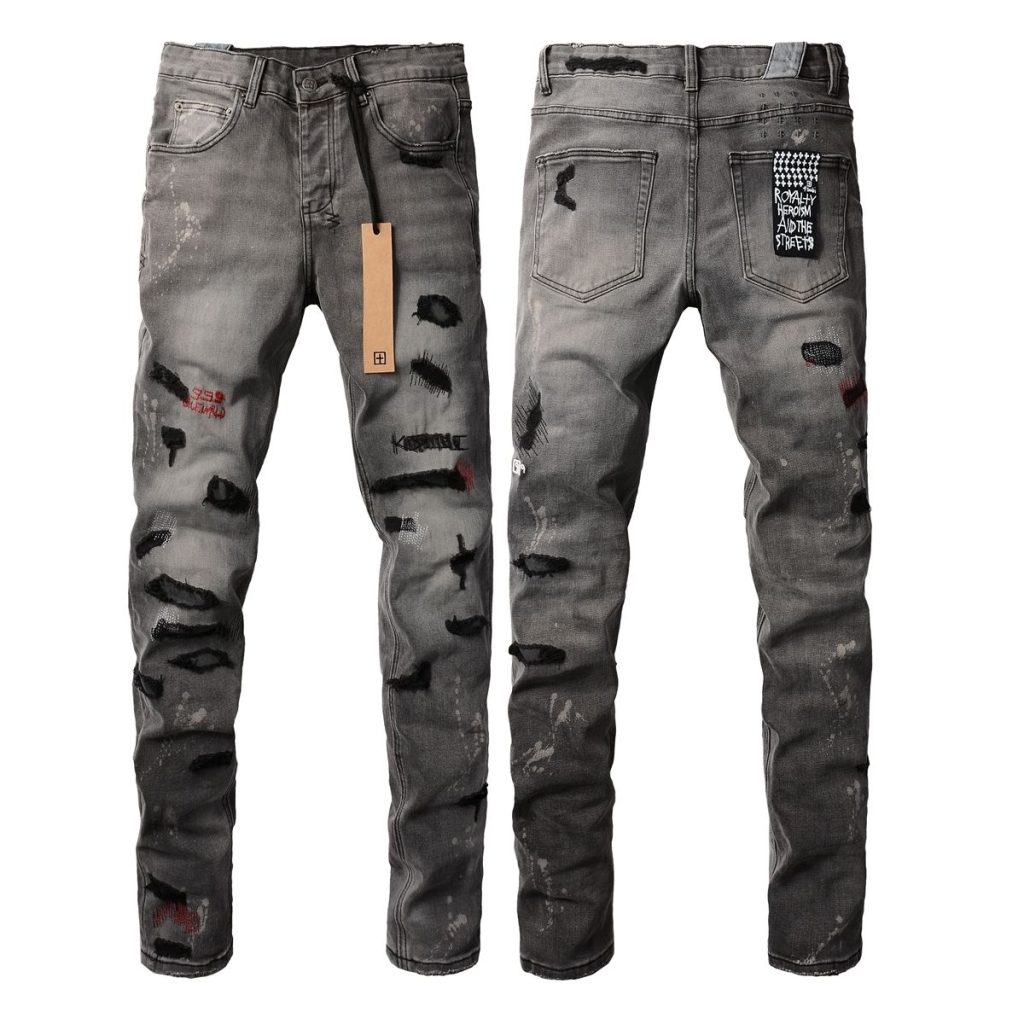 Ksubi Faded Grey Destroyed Patch Denim Pants OKZY202684