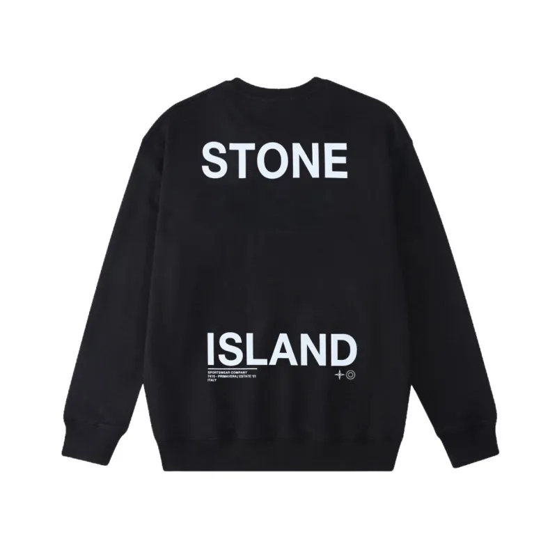 Stone Island Blue Ink Splash Compass Black Sweatshirt OKZY2026858