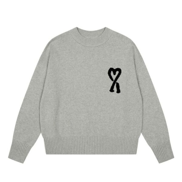 AMI Black Heart Logo Grey Sweater OKZY2026868