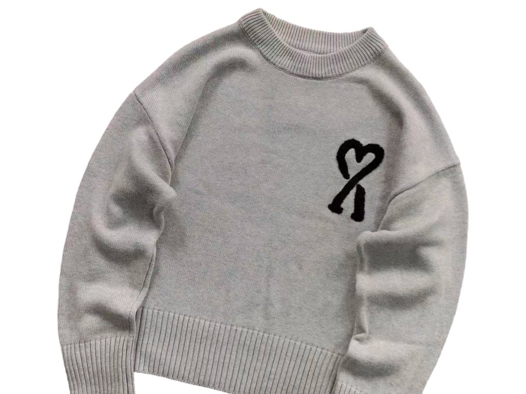 AMI Black Heart Logo Grey Sweater OKZY2026868