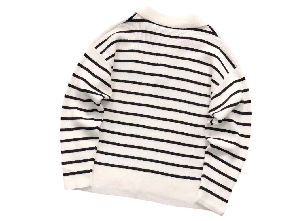 AMI Striped Polo Knit Sweater OKZY2026870