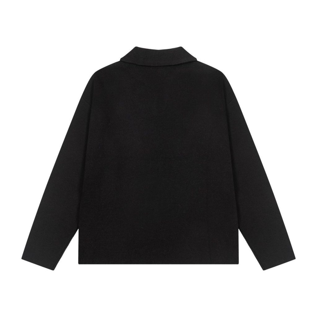 AMI Red Heart Logo Black Polo Knit OKZY2026874