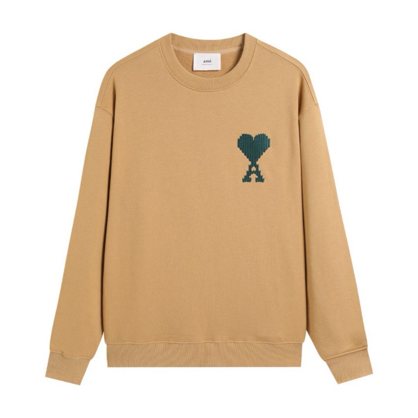 AMI Green Heart Logo Camel Sweatshirt OKZY2026876