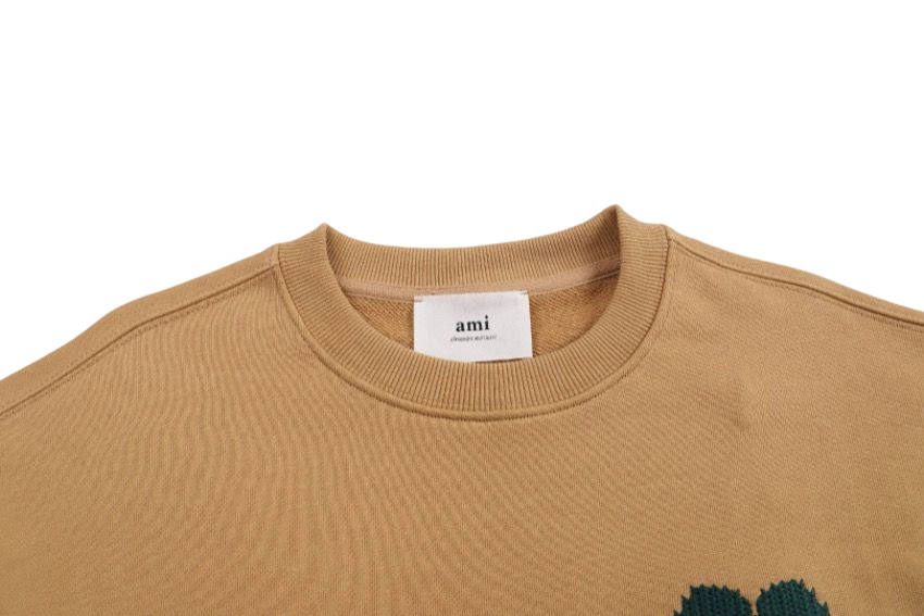 AMI Green Heart Logo Camel Sweatshirt OKZY2026876