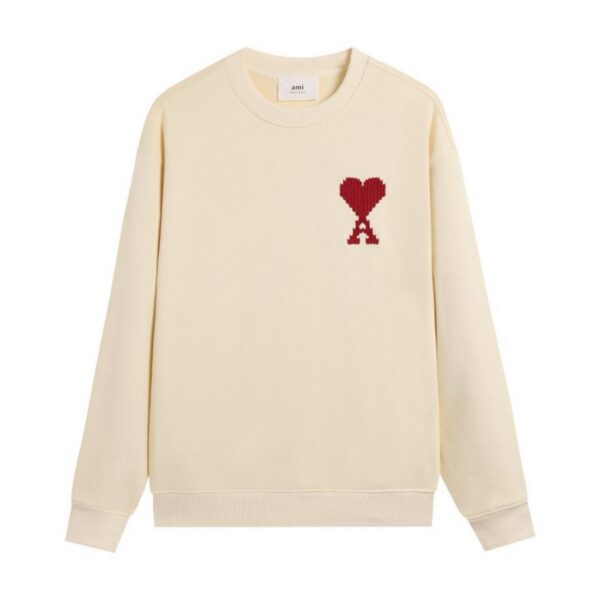 AMI Red Heart Logo Cream Sweatshirt OKZY2026877