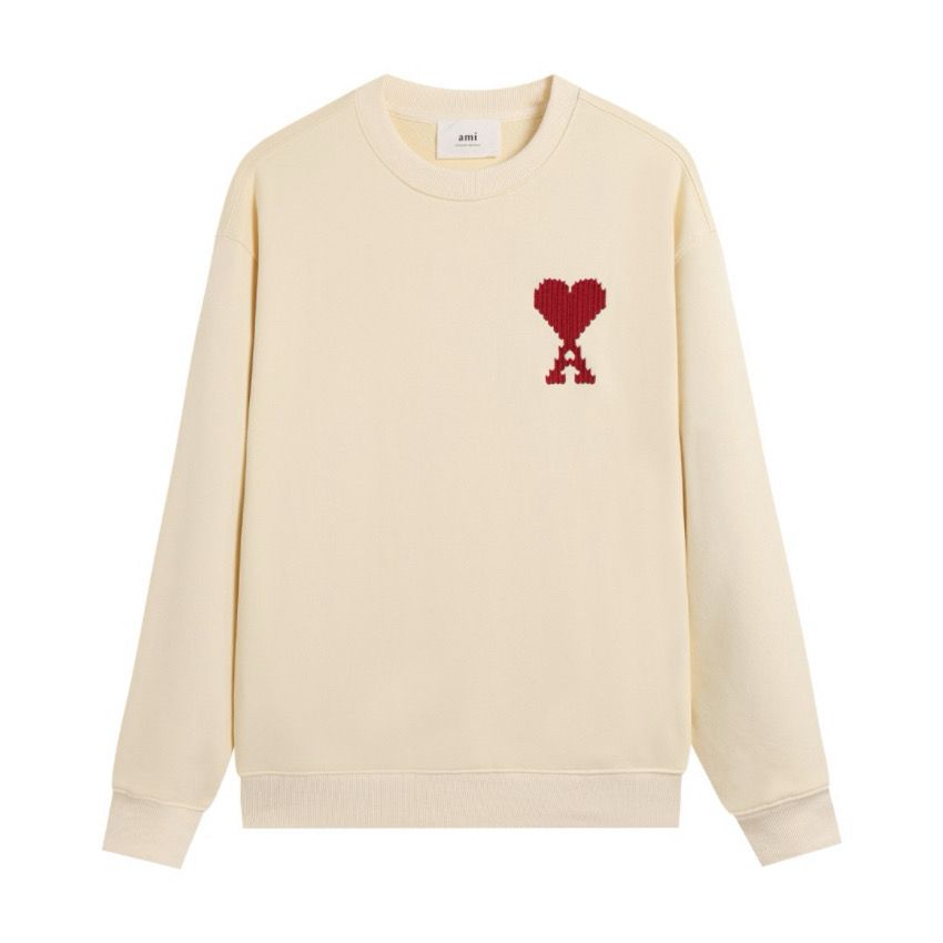 AMI Red Heart Logo Cream Sweatshirt OKZY2026877