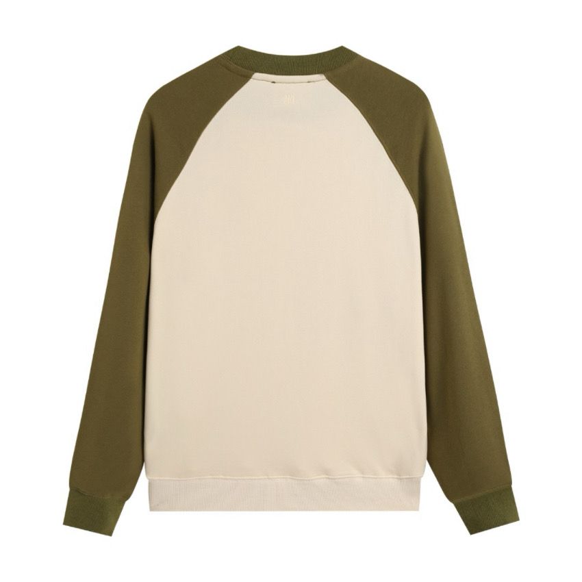 AMI White Heart Logo Olive Raglan Sweatshirt OKZY2026879
