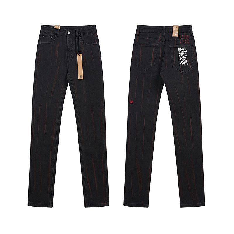 Ksubi Black Red Streak Slim Jeans OKZY202687