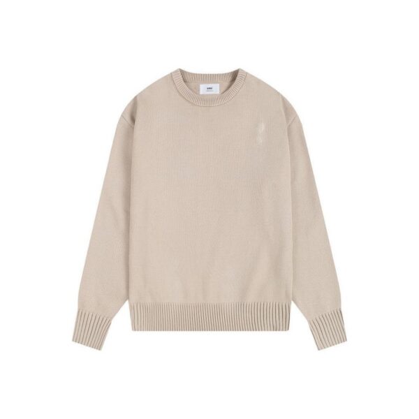 AMI Tonal Heart Logo Beige Sweater OKZY2026880