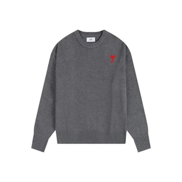 AMI Red Heart Logo Dark Grey Sweater OKZY2026883