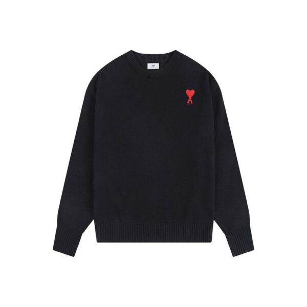 AMI Red Heart Logo Black Sweater OKZY2026884