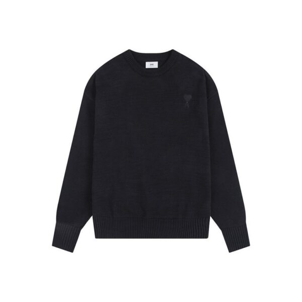 AMI Tonal Heart Logo Black Sweater OKZY2026885