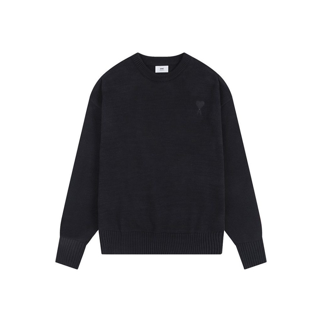 AMI Tonal Heart Logo Black Sweater OKZY2026885