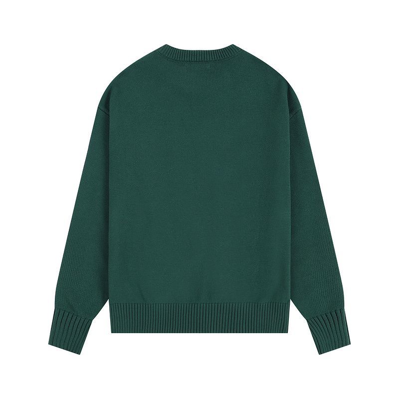 AMI Large Red Heart Logo Dark Green Sweater OKZY2026887