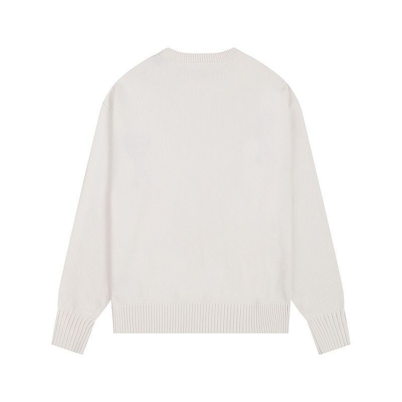 AMI Large Red Heart Logo Off White Sweater OKZY2026891