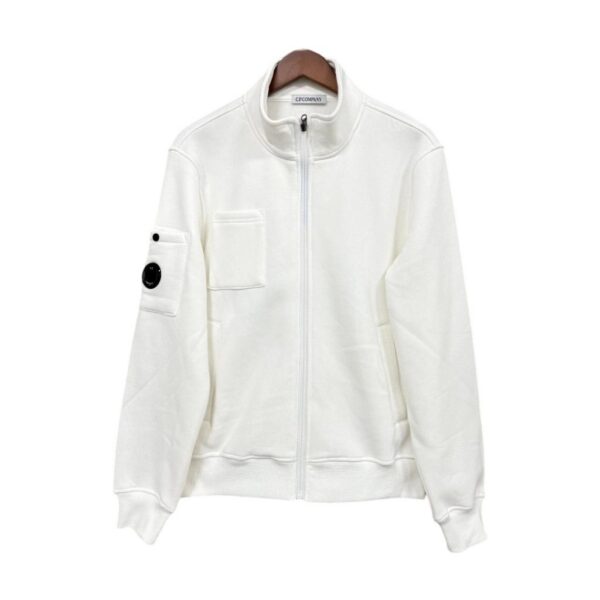 C.P. Company Full Zip Stand Collar White Jacket OKZY2026893