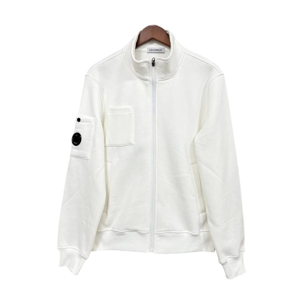 C.P. Company Full Zip Stand Collar White Jacket OKZY2026893