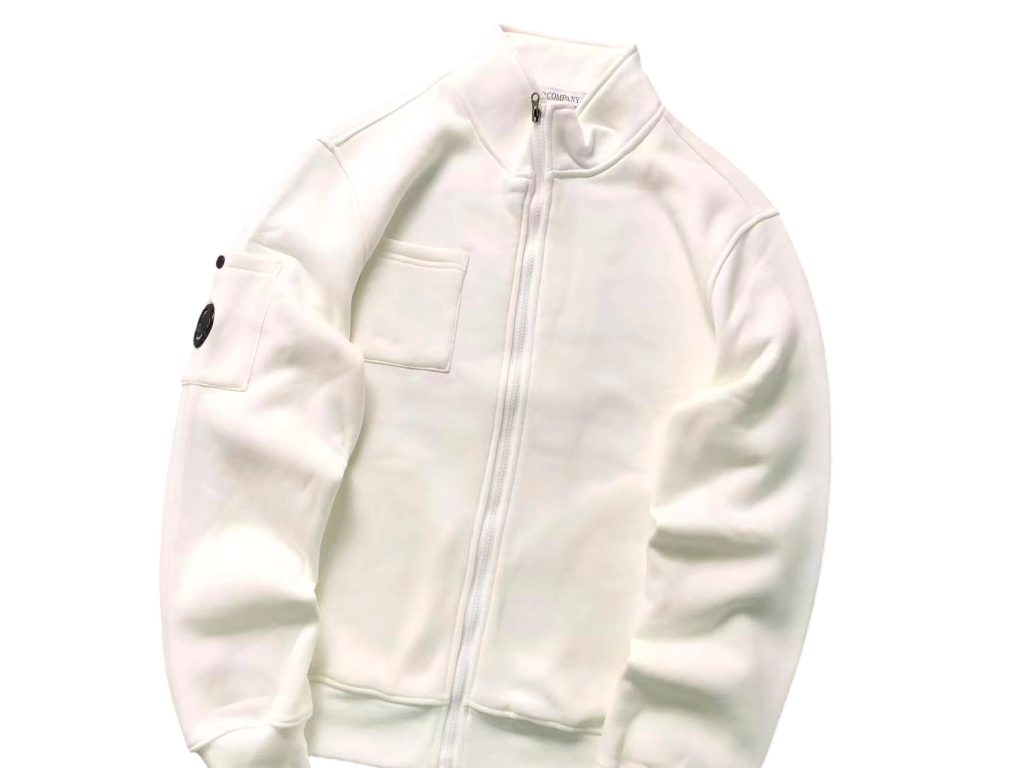 C.P. Company Full Zip Stand Collar White Jacket OKZY2026893