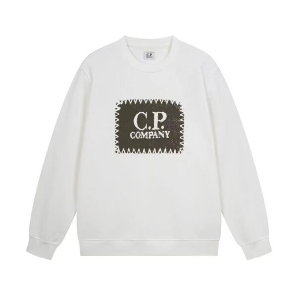 C.P. Company Square Logo Crewneck Sweatshirt White OKZY2026895
