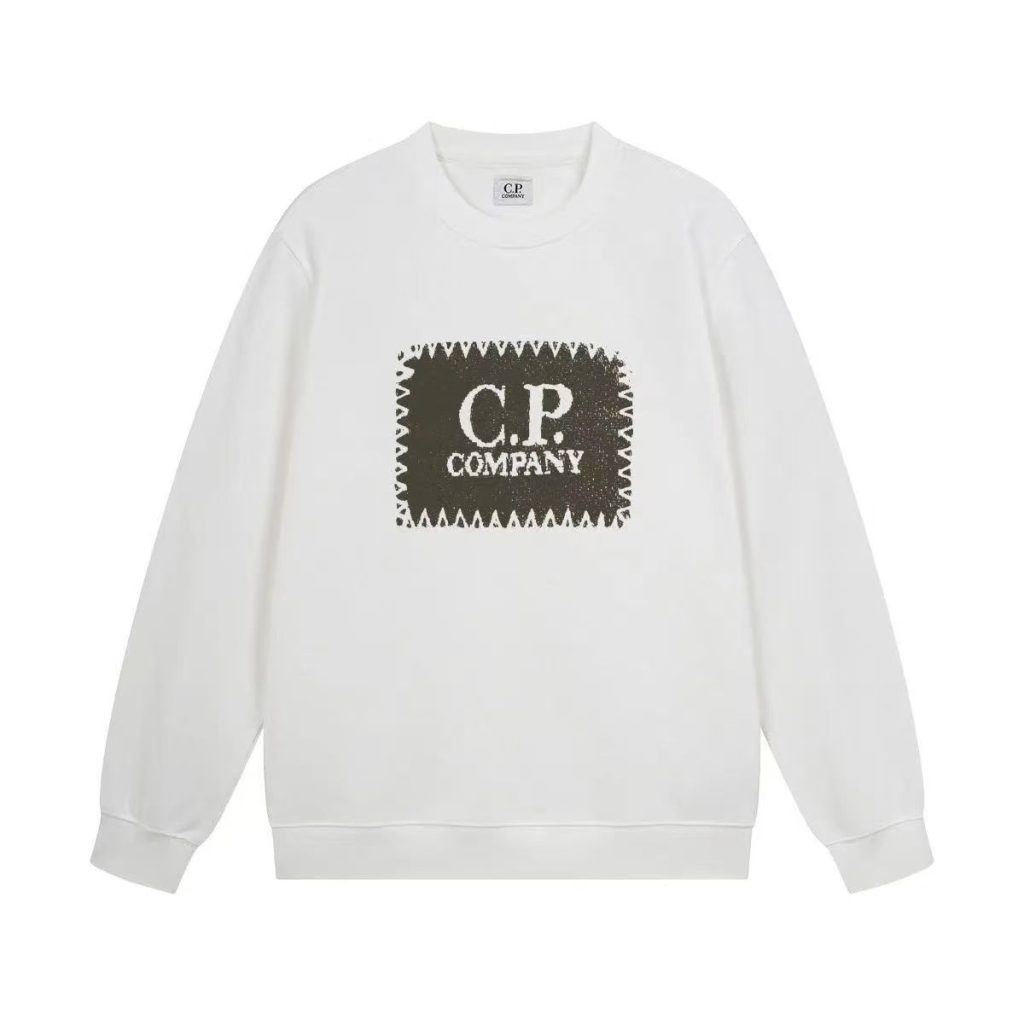 C.P. Company Square Logo Crewneck Sweatshirt White OKZY2026895