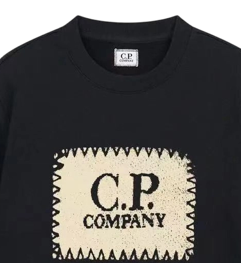 C.P. Company Square Logo Crewneck Sweatshirt Black OKZY2026897