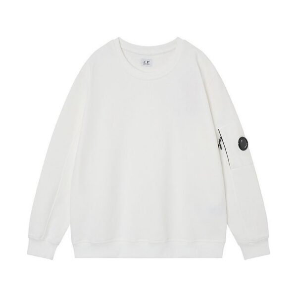 C.P. Company Arm Lens Pocket White Crew Sweatshirt OKZY2026898
