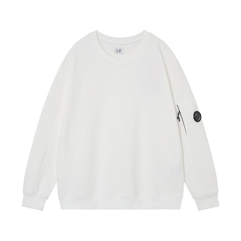 C.P. Company Arm Lens Pocket White Crew Sweatshirt OKZY2026898