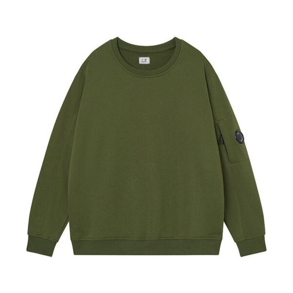 C.P. Company Arm Lens Pocket Olive Crew Sweatshirt OKZY2026899