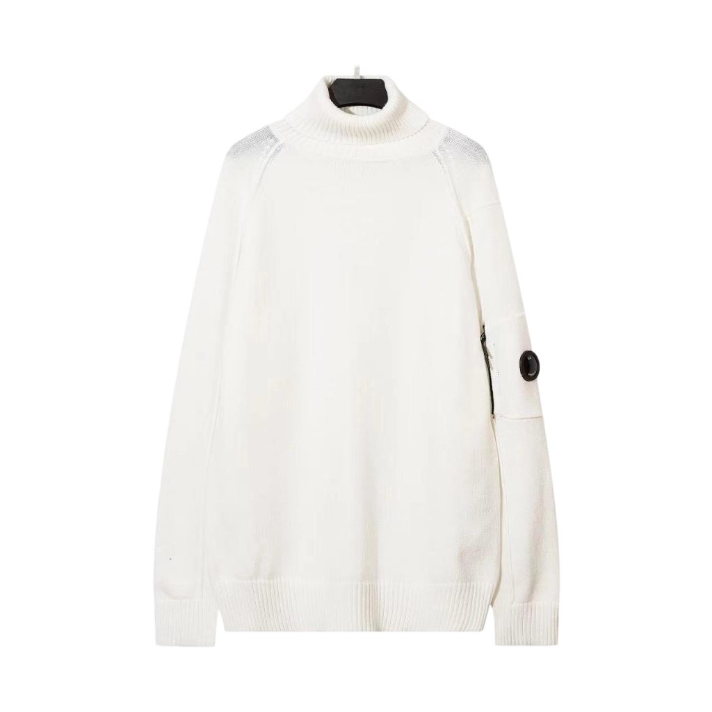 C.P. Company Arm Lens Pocket White Turtleneck Sweater OKZY2026900