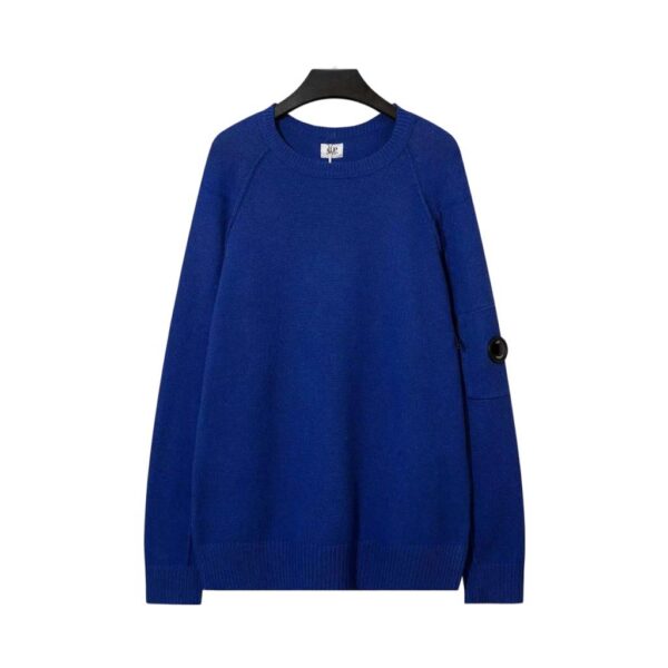 C.P. Company Arm Lens Pocket Blue Crew Neck Sweater OKZY2026903