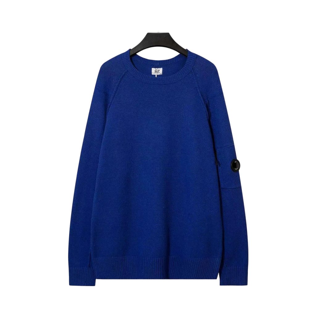 C.P. Company Arm Lens Pocket Blue Crew Neck Sweater OKZY2026903