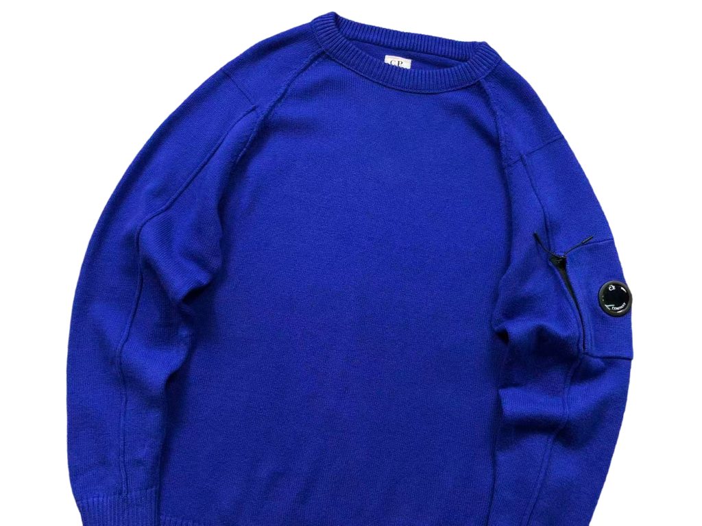 C.P. Company Arm Lens Pocket Blue Crew Neck Sweater OKZY2026903