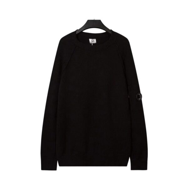 C.P. Company Arm Lens Pocket Black Crew Neck Sweater OKZY2026906